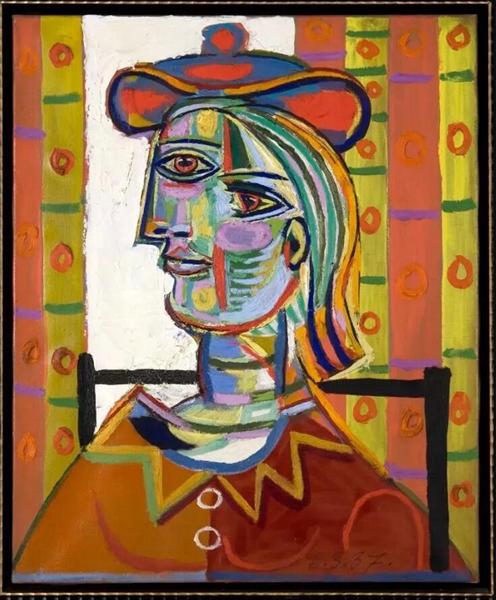 Pablo Picasso, Femme au beret et la collerette (Woman with Beret and Collar), 1937 © Estate of Pablo Picasso / Artists Rights Society (ARS) NY. Courtesy the Donald B. Marron Family Collection, Acquavella Galleries, Gagosian, and Pace Gallery