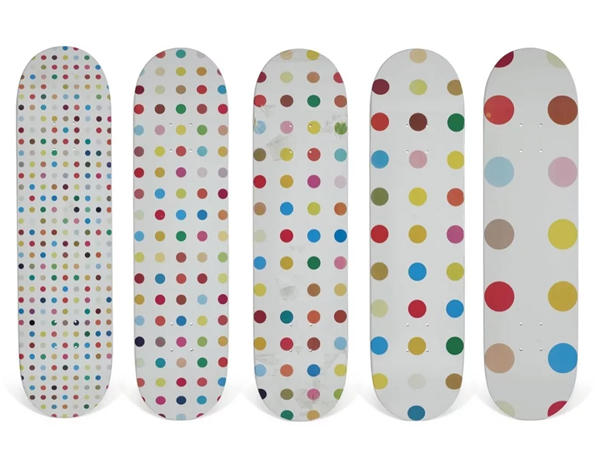 Supreme x Damien Hirst, A Set of Five Damien Hirst Dots Skateboards,